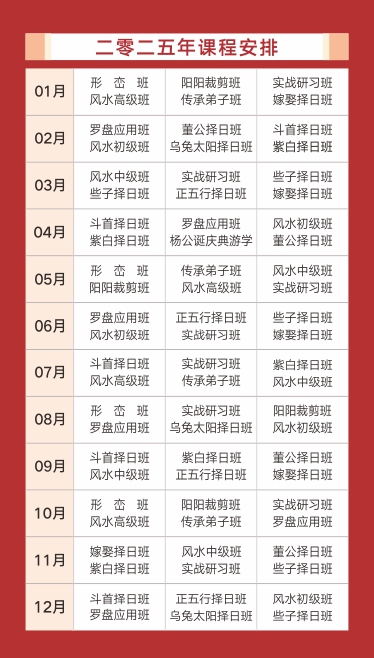 三僚真君堂2024-2025年课程安排